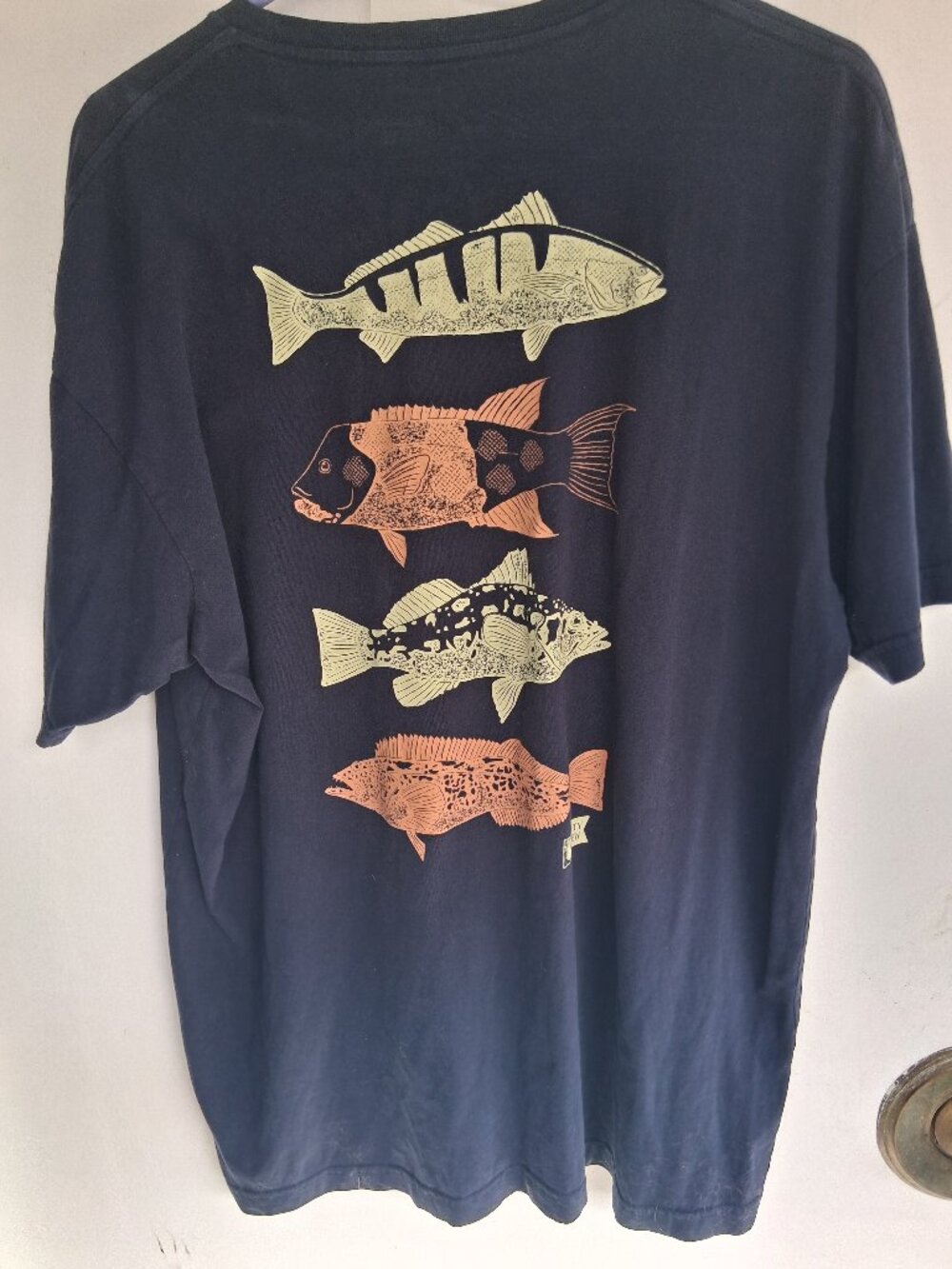 Salty Crew Men’s Blue Crewneck Short Sleeve Fish Graphic Cotton T-Shirt Size XL